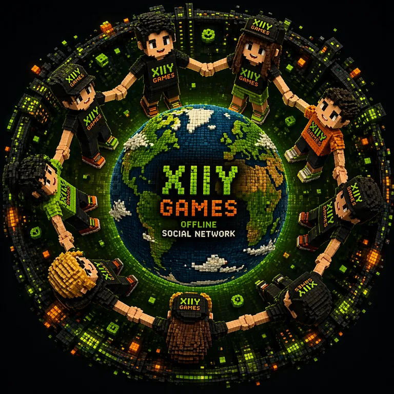 XiiY Games Offline Social Network: люди тримаються за руки навколо планети
